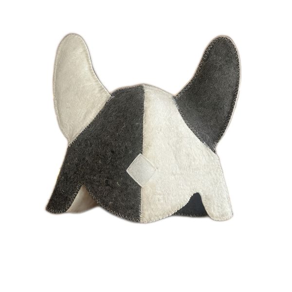 Saunahut, Filzbadehut Saunamütze weiss-grau mit Hörner