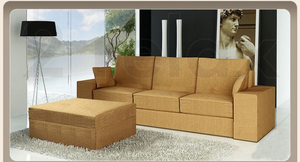 Luxus Eck Sofa Exclusiv Couch mit Hocker gelbgold