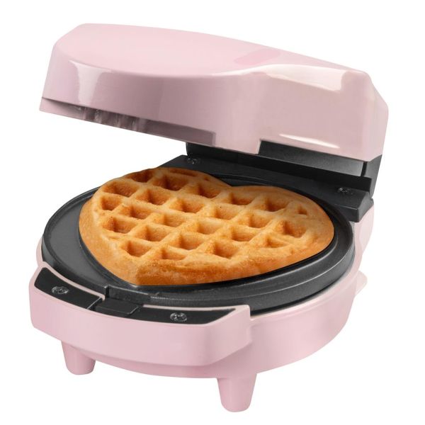 AMW500PD Mini Waffeleisen mit 2 Platten (Herz, rund), pink